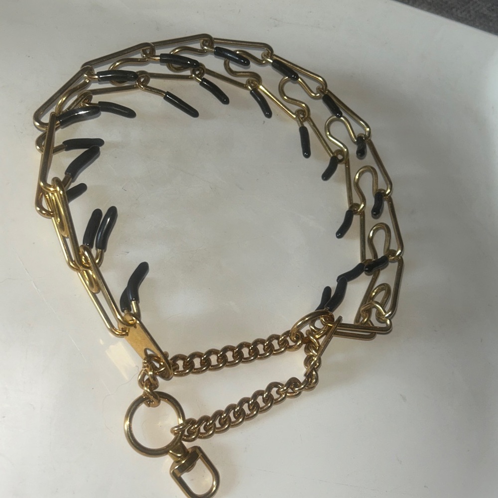 Gold Chain Collar with Black Rubber Tips